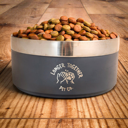 Longer Together Stainless Steel Dog Bowl with food